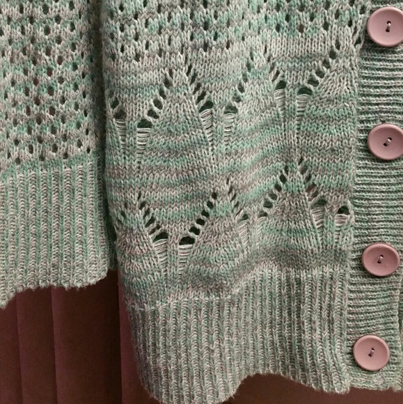 Knit Mint and Grey Cardigan - Picture 4 of 7